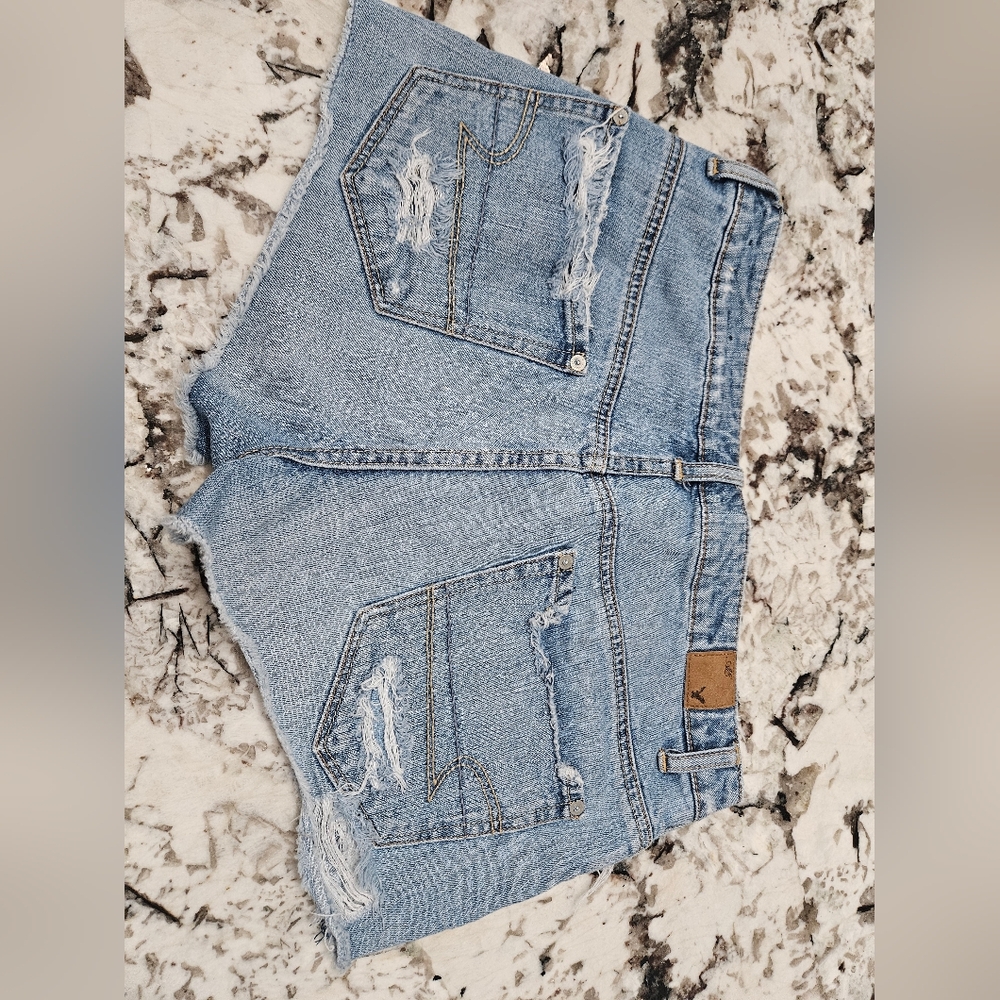 American Eagle Outfitters Light Blue Distressed Denim Jean Shorts - Picture 2 of 5